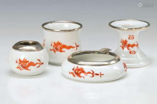 smoker set, Meissen, 1924-34 and secondary, decor red