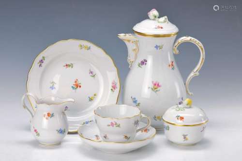 coffee set, Meissen, 20th c., 2. choice, painted in
