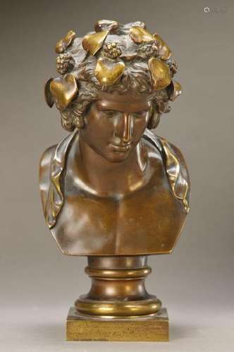 Bacchus head, Ron Liod Sauvage, around 1900, bronze