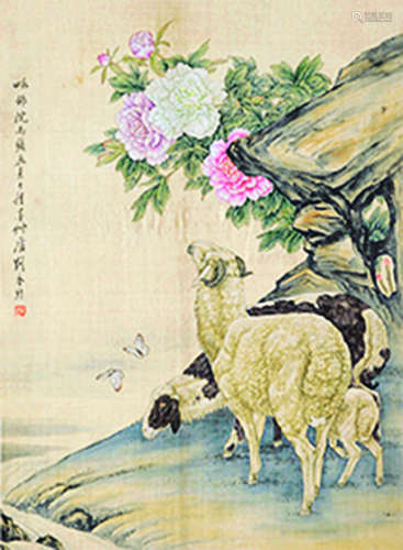 刘奎龄 山羊图 立轴 绢本