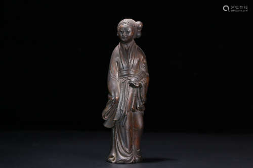 A CHENXIANG WOOD FEMALE CHARACTER STATUE