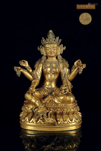 A BRONZE ORNAMENT OF BUDDHA