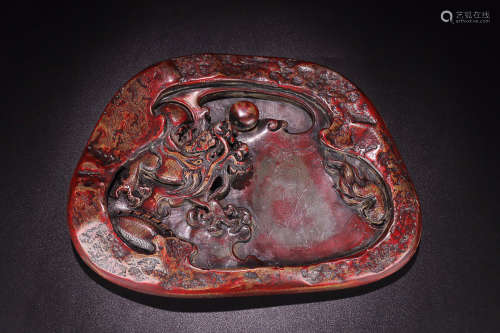 A DUAN STONE INK SLAB WITH DRAGON PATTERN