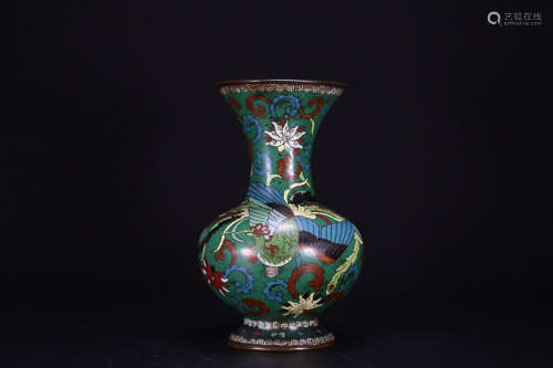 A CLOISONNE VASE WITH AUSPICIOUS DESIGN