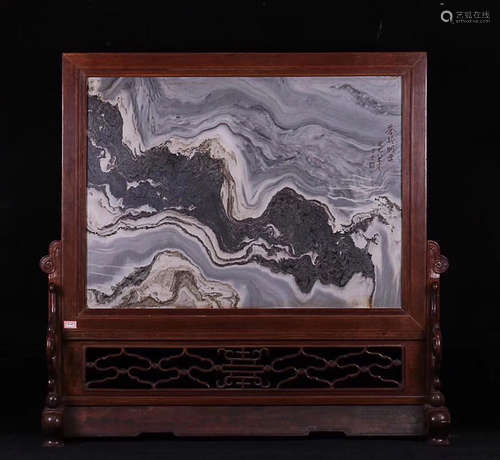 A HUANGHUA WOOD MARBLE SCREEN