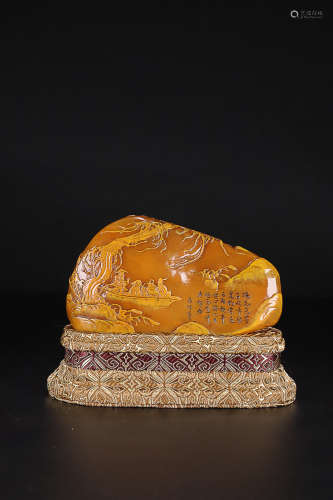 A TIANHUANG STONE ORNAMENT WITH STORY PATTERN