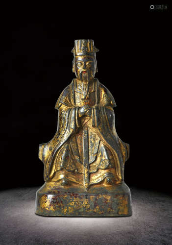 清 銅鎏金文官像