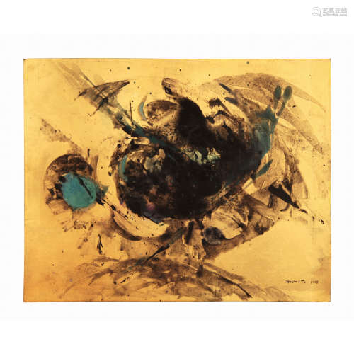 堂本 尚郎 1958 作品 水粉、墨、微光金屬卡片紙 裝框