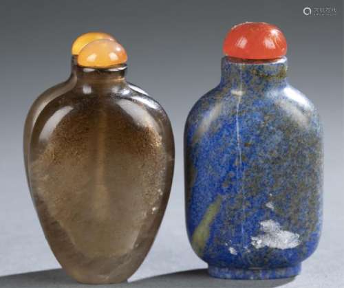 2 Semi-precious stone snuff bottles.