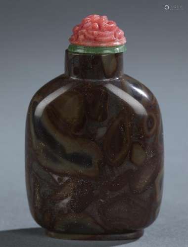 Pudding stone snuff bottle.