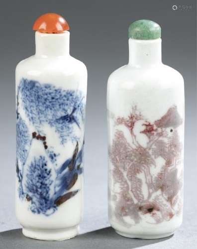 2 Porcelain snuff bottles.