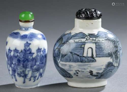 2 Porcelain snuff bottles.