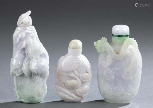 3 Jadeite snuff bottles.