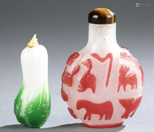 2 Peking glass snuff bottles.