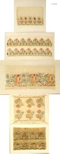 (5 Lots) Silk & Metal-Thread Ottoman 'Textiles',