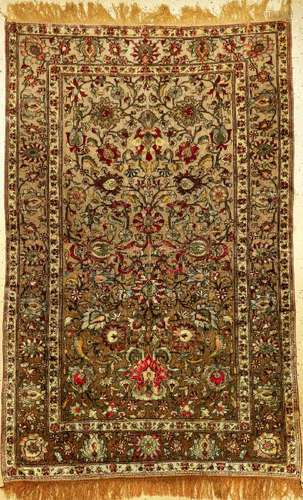 Fine & Unique Metal Ground Silk Kashan 'Souf' Rug,