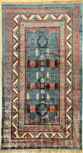 Rare & Early Silk Gansu Rug,