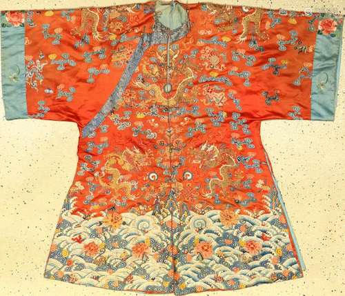 Rare Imperial Chinese Silk & Metal-Thread 'Dragon-Robe'