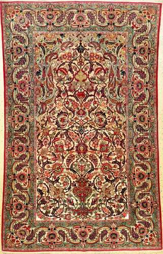 Fine 'Tafazoli-Style' Silk Ground Kashan Rug,