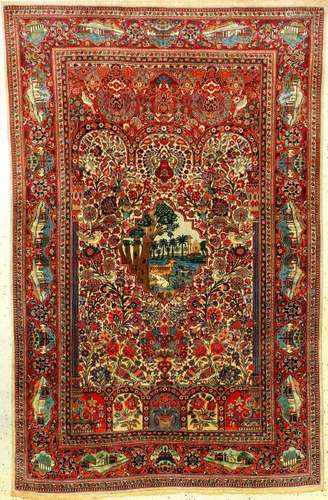 Very Fine Kurk Kashan Rug,