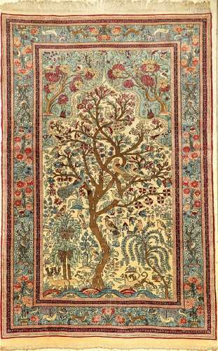 Fine & Rare White Ground Isfahan 'Ahmad' (Part-Silk)