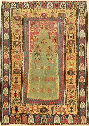 Fine Green 'Metal-Thread' Erzurum 'Prayer Kilim',