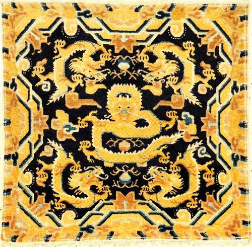 Fine Ningxia 'Imperial-Dragon' Seat-Mat (Qing Dynasty),