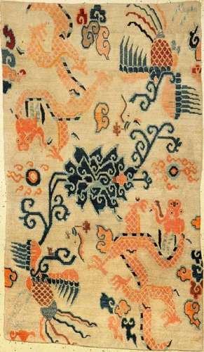 Tibetan Gyantse 'Khaden Ceremonial-Rug' (Dragon &