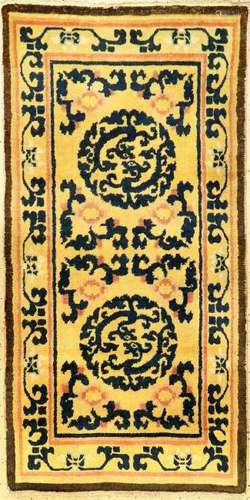 Yellow Ningxia 'Leaf Dragons' Rug (Qing Dynasty),