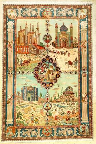 Fine Tabriz 'Damandan' Pictorial Carpet (50- RAJ