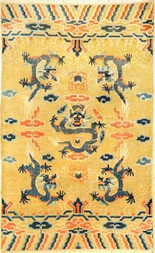 Yellow Ningxia 'Wall-Hanging Rug' Imperial- Dragons