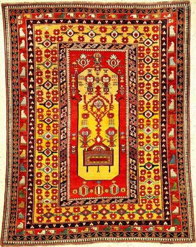 Very Fine & Unique Yellow Marasali 'Part-Silk'Rug