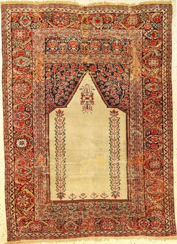 Fine Early Basra Ghiordes 'Prayer Rug',