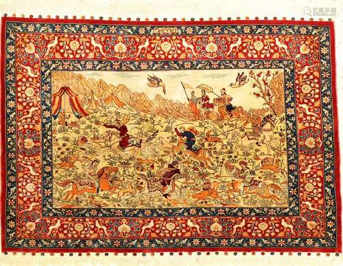 Fine Silk Hereke 'Pictorial-Rug' (Signed),