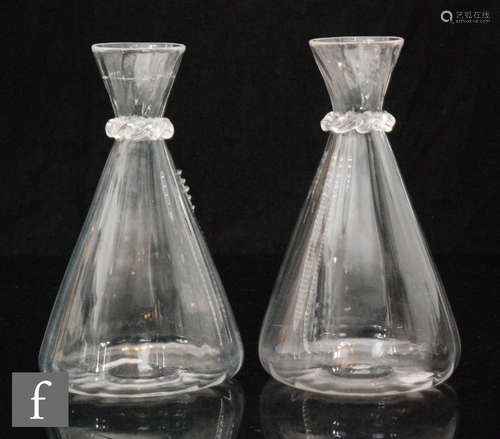 A pair of late 19th Century James Powell & Sons (Whitefriars) carafes designed by Harry Powell,