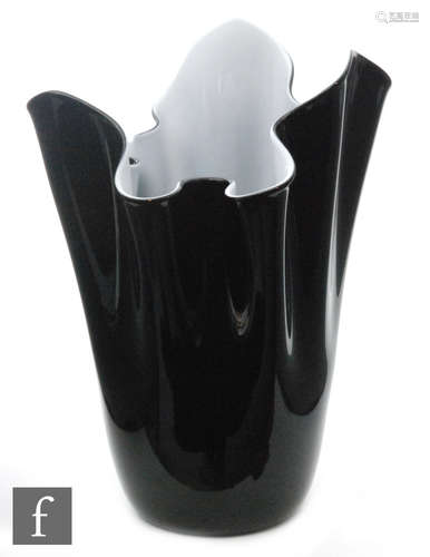 A mid 20th Century Venini Fazzoletto black handkerchief vase,