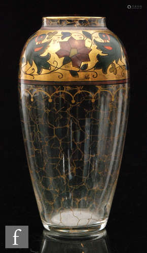 A small early 20th Century continental glass vase in the manner of Haida,