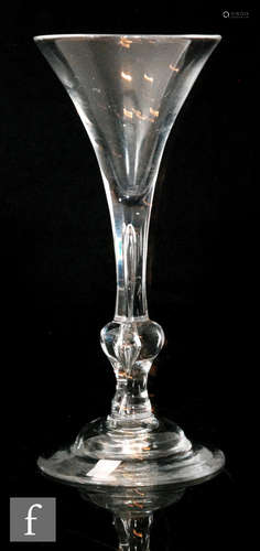 An 18th Century Kit Kat type baluster wine glass circa 1725,