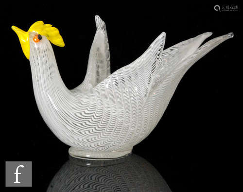 A 1950s Aureliano Toso Trina vase in the form of a stylised chicken, designed by Dino Martens,