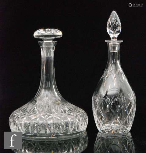 A 1970s Whitefriars Full Lead Crystal range clear cut crystal decanter of ovoid form with collar