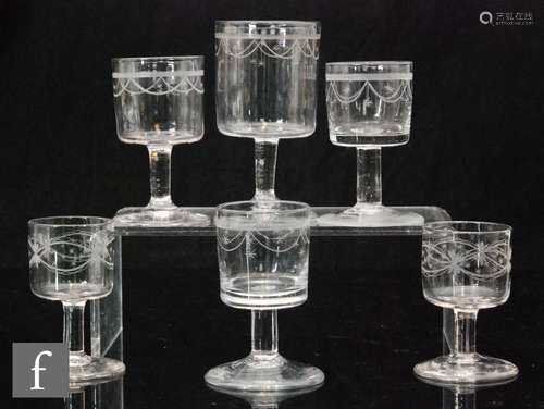 A small collection of late 18th Century Irish, Cork, clear crystal drinking glasses circa 1800,