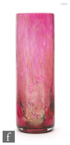 An Isle of Wight glass cylindrical vase,