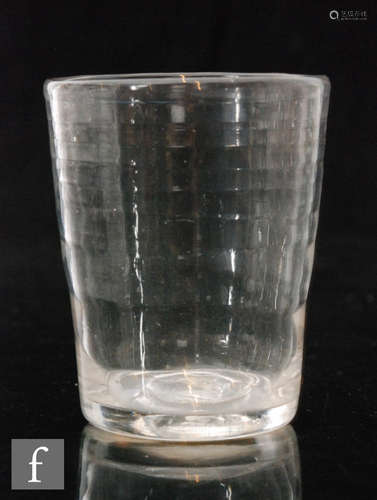 An 18th Century Lynn tumbler circa 1770 of straight sided form with internal 8 ringed body,