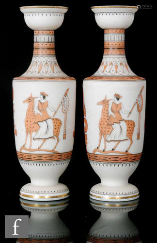 A pair of late 19th Century opaline vases of baluster form, possibly Richardson's,