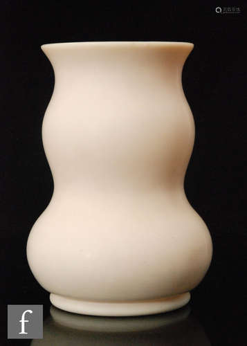 A 19th Century glass vase of double ogee form, in pale cream with a frosted finish, height 21cm.