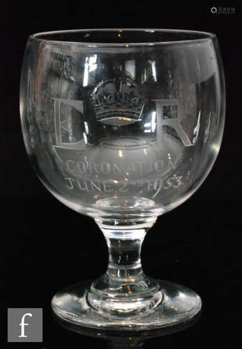 A large later 20th Century oversized Rummer in the 18th Century style,