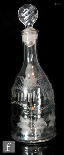 An 18th Century Lynn White Wine decanter circa 1765 of slender sugar load form with high basal kick,