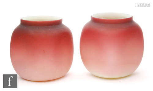 A pair of late 19th Century Thomas Webb & Sons dye away vases, both dimple knocked with collar rim,