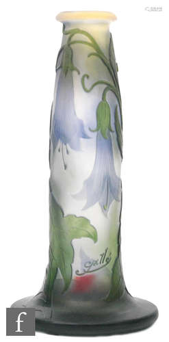 A late 19th Century Emile Galle cameo glass vase of swollen sleeve form with a wide circular spread