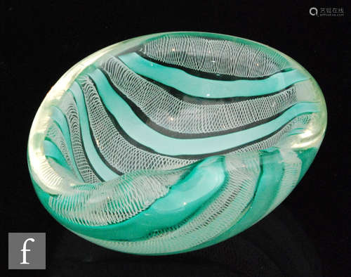 A mid 20th Century Italian bowl designed by Archimede Seguso with fold to rim and alternate